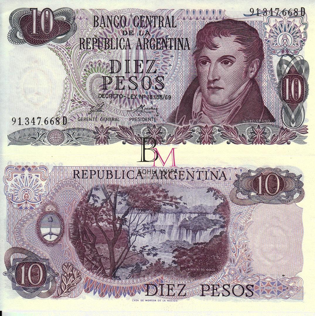 Аргентина Банкнота 10 песо 1976 UNC P295(4)