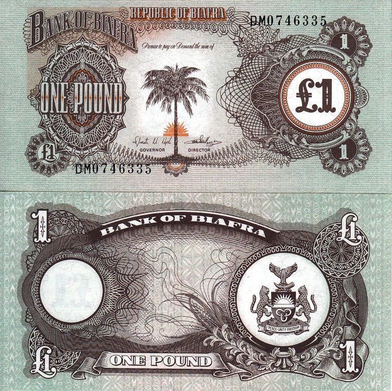 Биафра Банкнота 1 фунт 1968 -1969  UNC