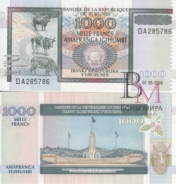 Бурунди Банкнота 1000 франков 2009 UNC