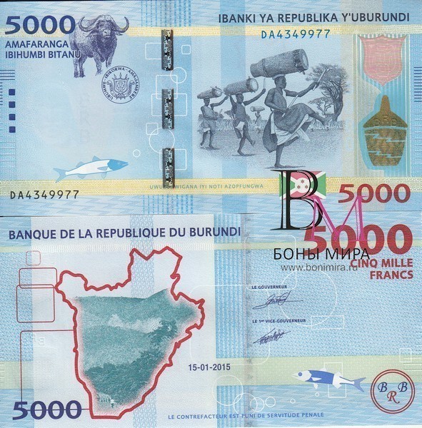 Бурунди Банкнота 5000 франков 2015 UNC
