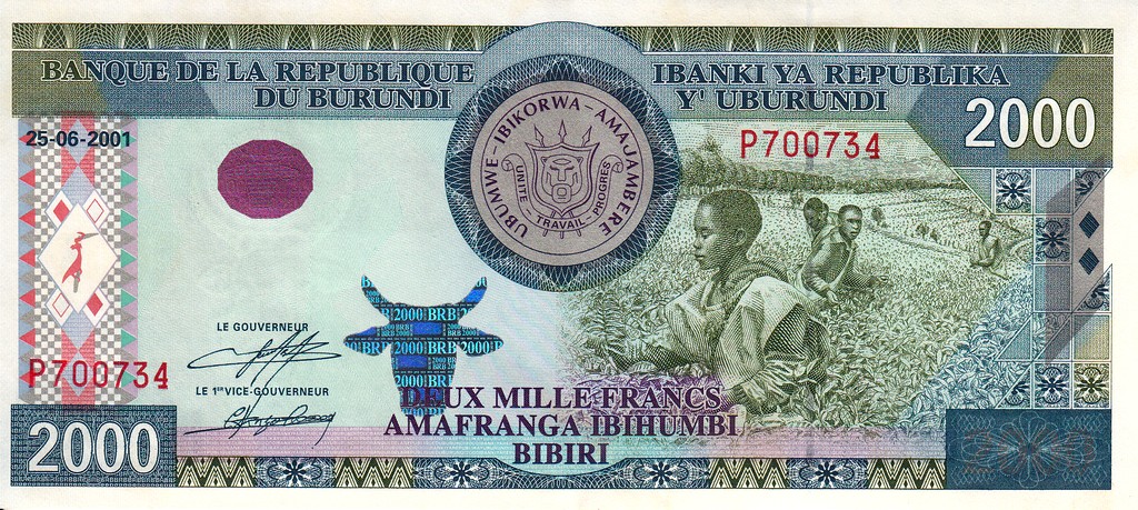 Бурунди Банкнота 2000 франков 2001 UNC 