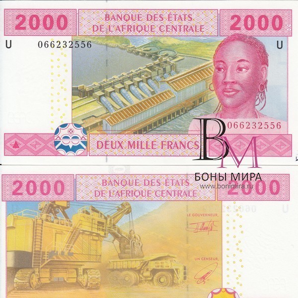 Центральная Африка Банкнота 2000 франков 2002 UNC