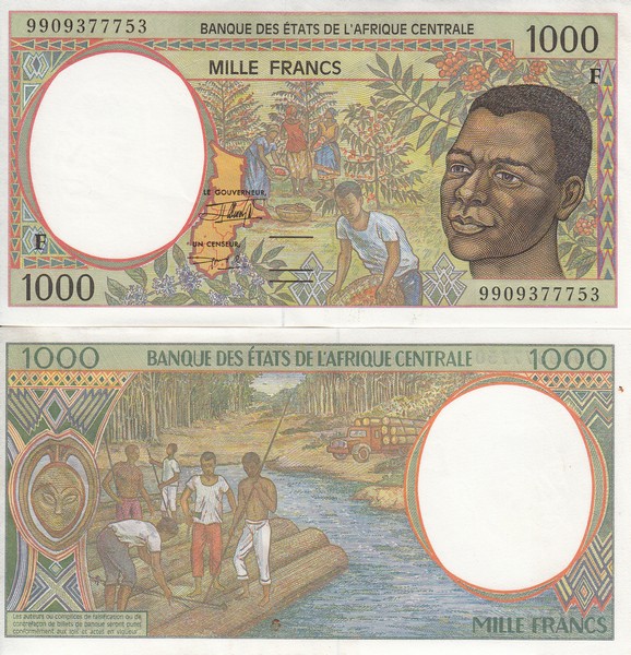Центральная Африка Банкнота 1000 франков 1999 F UNC