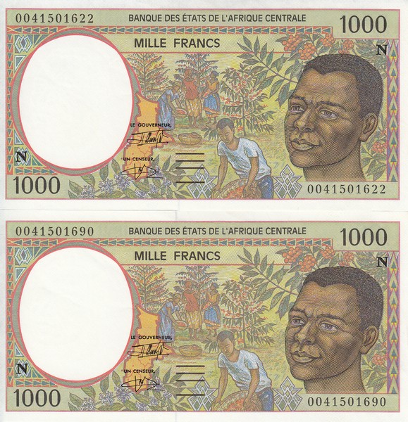 Центральная Африка Банкнота 1000 франков 1999 N UNC