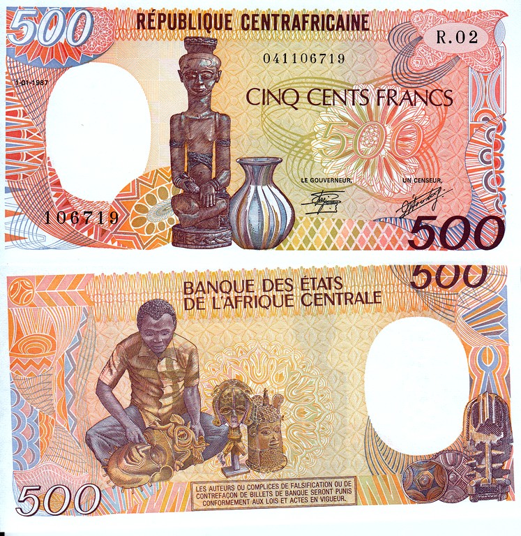 Центральная Африка Банкнота 500 франков 1987 UNC 