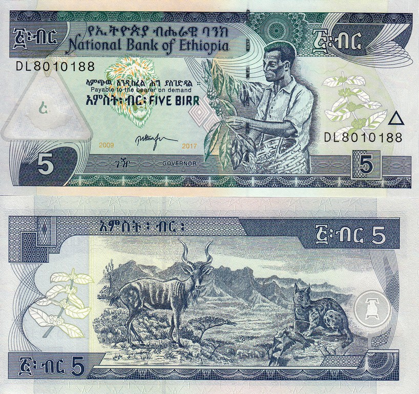 Эфиопия Банкнота 5 быр 2017 UNC