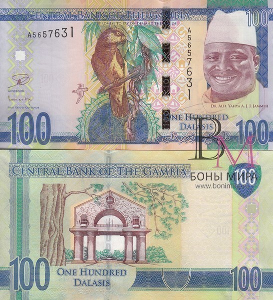 Гамбия  Банкнота 100 даласи 2015 UNC