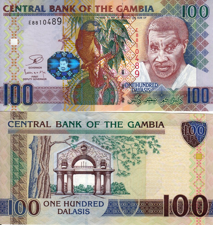 Гамбия Банкнота 100 даласи 2010 - 13 UNC  Голограмма с головой