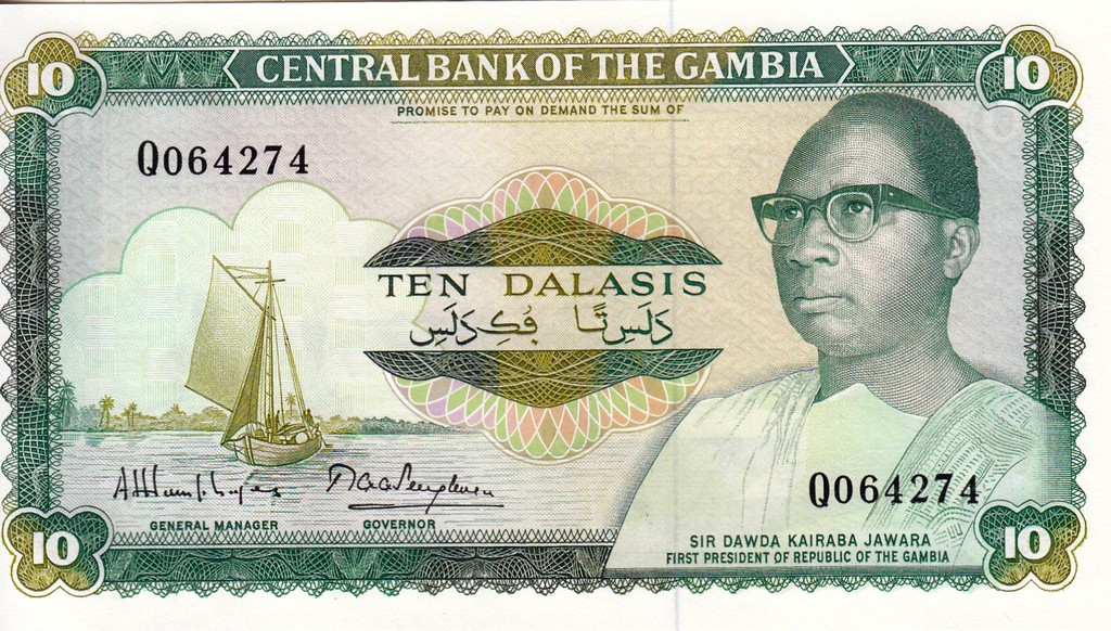 Гамбия  Банкнота 10 даласи 1987 UNC P10a