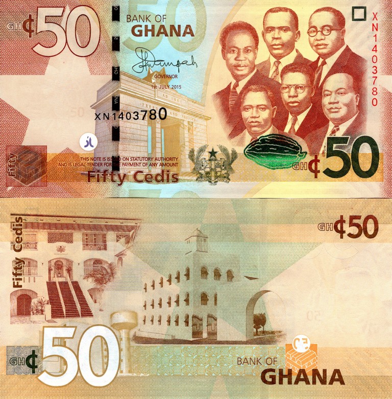Гана Банкнота 50 седи 2015 UNC 