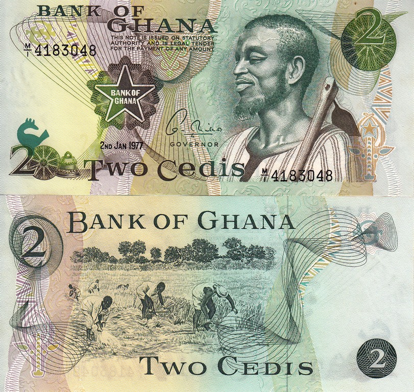 Гана Банкнота 2 седи 1977 UNC P14c 
