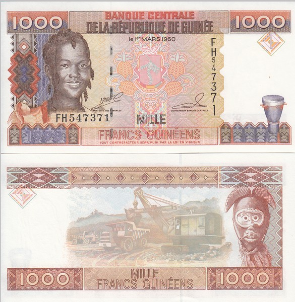 Гвинея Банкнота 1000 франков 1998 UNC