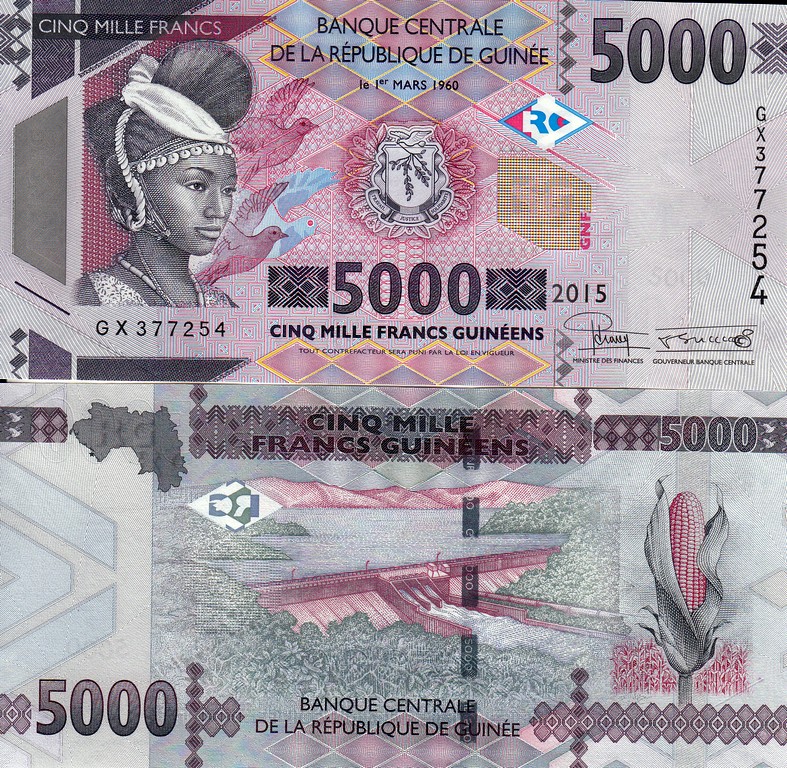 Гвинея Банкнота 5000 франков 2015 UNC