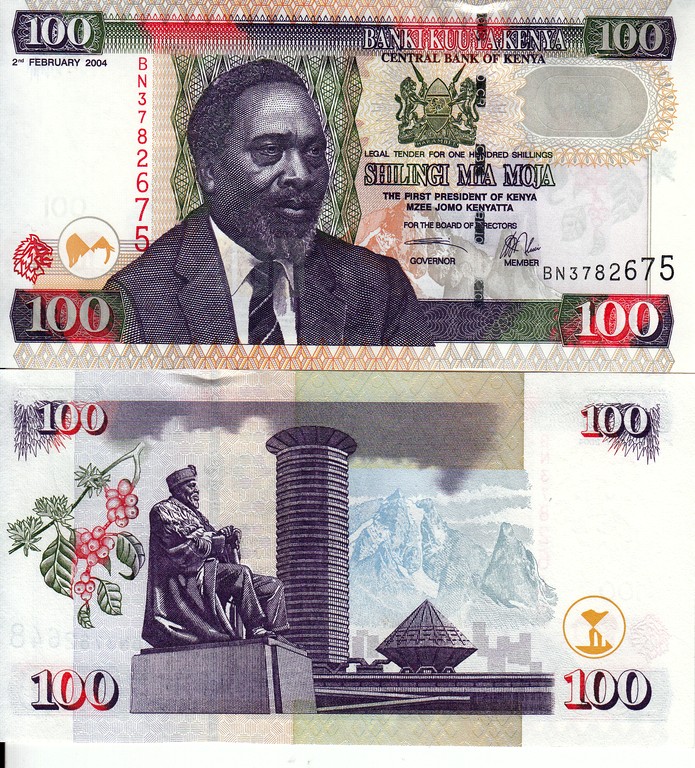 Кения Банкнота 100 шиллингов 2004 UNC 