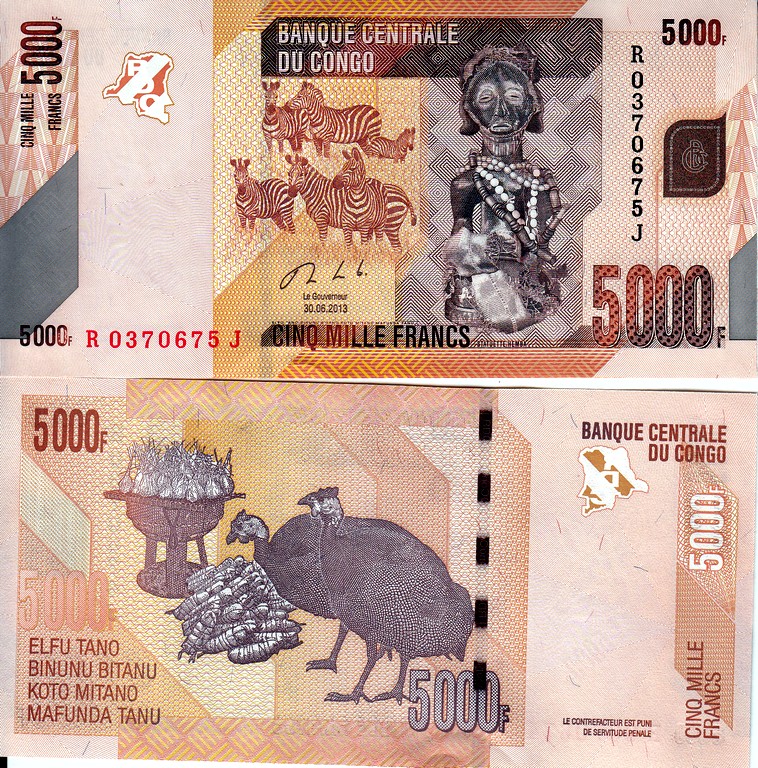 Конго Банкнота 5000 франков 2013 UNC P102b