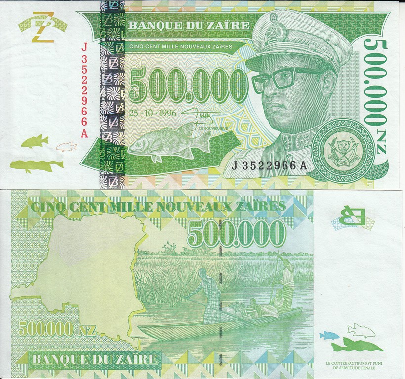 Заир Банкнота 500 000  заир 1996 UNC