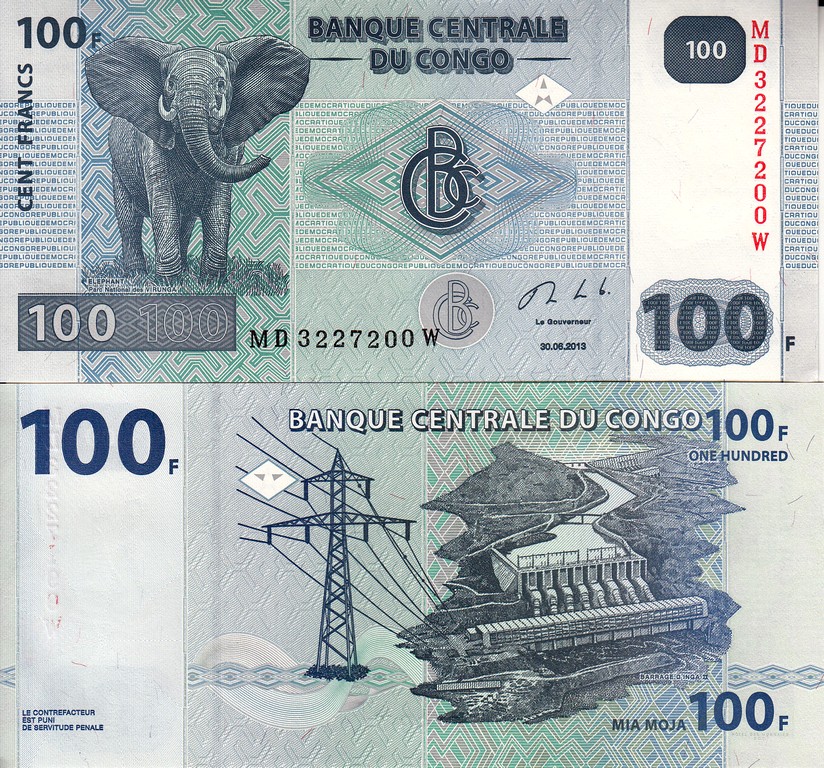 Конго Банкнота 100 франков 2013 UNC