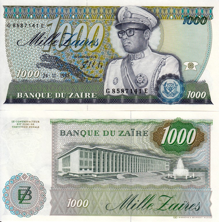 Заир Банкнота 1000 заир 1985 UNC