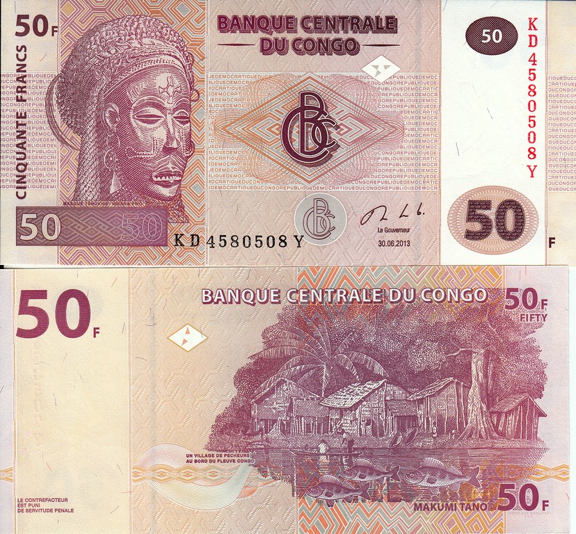 Конго Банкнота 50 франков 2013 UNC