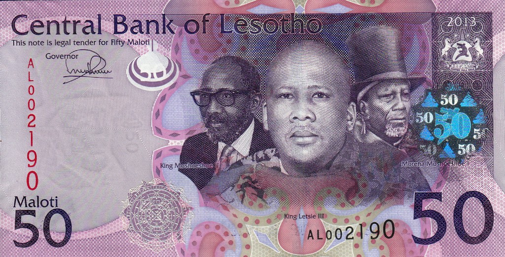 Лесото Банкнота 50 малоти 2013 UNC