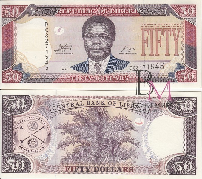 Либерия Банкнота 50 долларов 2011  UNC