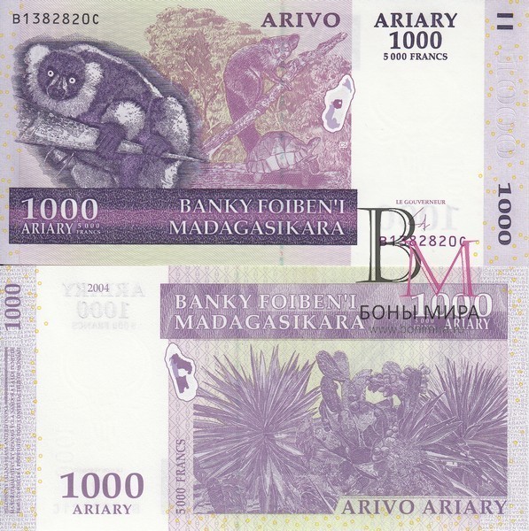 Мадагаскар Банкнота 1000 ариари 2004 UNC