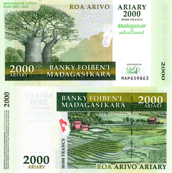 Мадагаскар Банкнота 2000 ариари  2007 Мадагаскар-план действий 2007-12 UNC