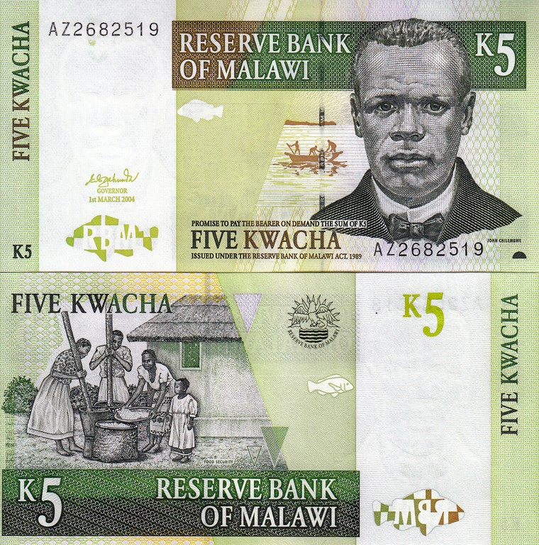 Малави Банкнота 5 квача 2004 UNC P36b