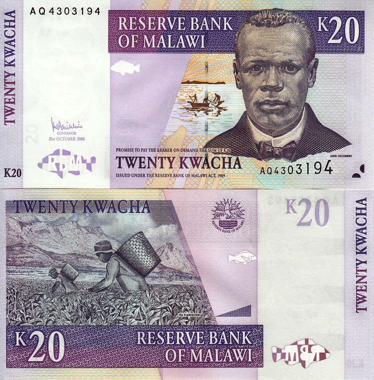 Малави  Банкнота 20 квач 2006 UNC