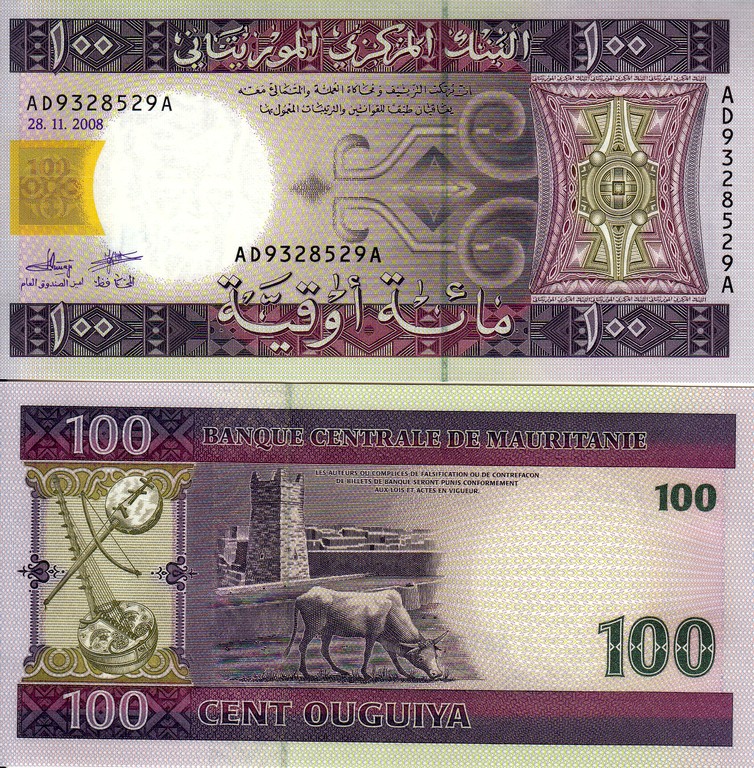 Мавритания  Банкнота 100 угия 2008 UNC