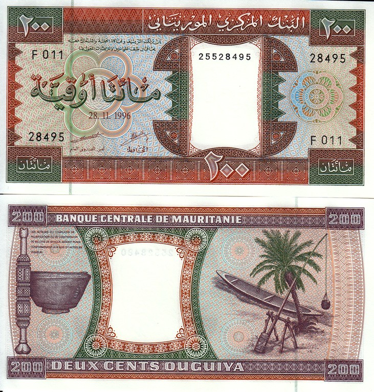 Мавритания  Банкнота 200 угия 1996 UNC P5-g