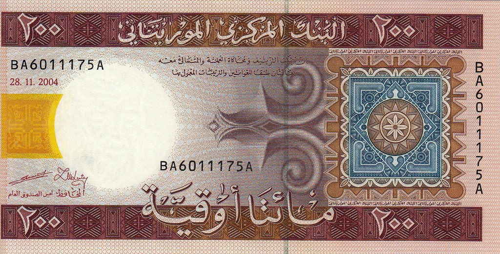 Мавритания  Банкнота 200 угий 2004 UNC 
