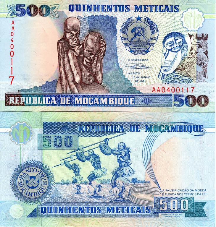Мозамбик Банкнота 500 метикал 1991 UNC