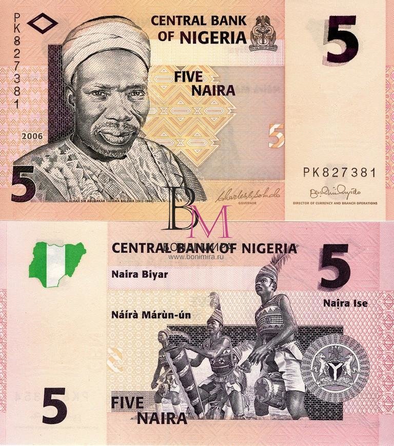 Нигерия Банкнота  5 найра 2006 UNC 