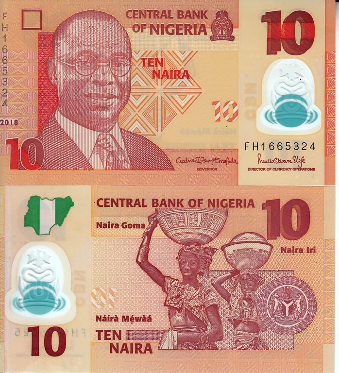 Нигерия Банкнота 10 найра 2018 UNC 