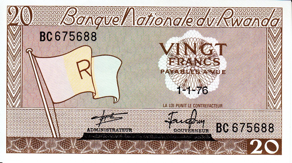 Руанда Банкнота 20 франков 1976 UNC P6e