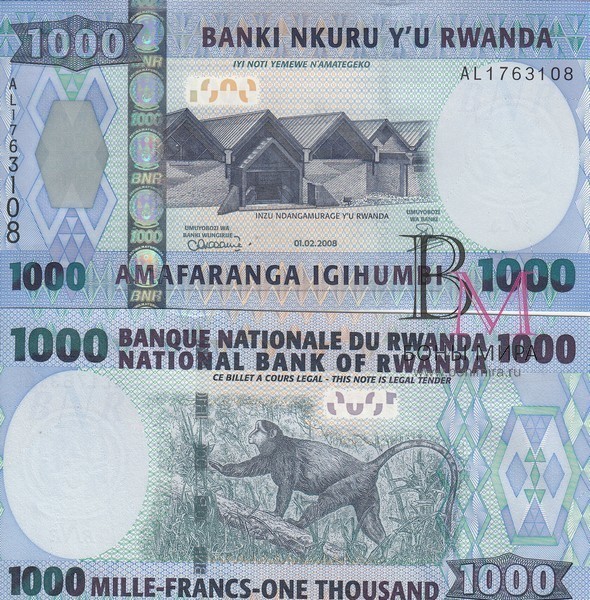 Руанда Банкнота 1000 франков 2008 UNC P35