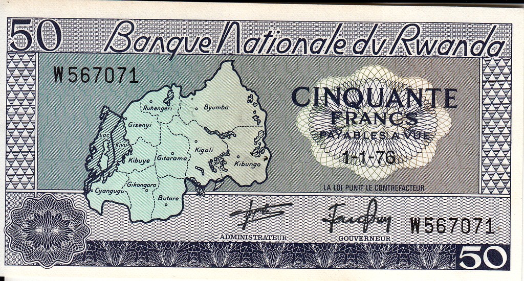 Руанда Банкнота 50 франков 1976 UNC P7c