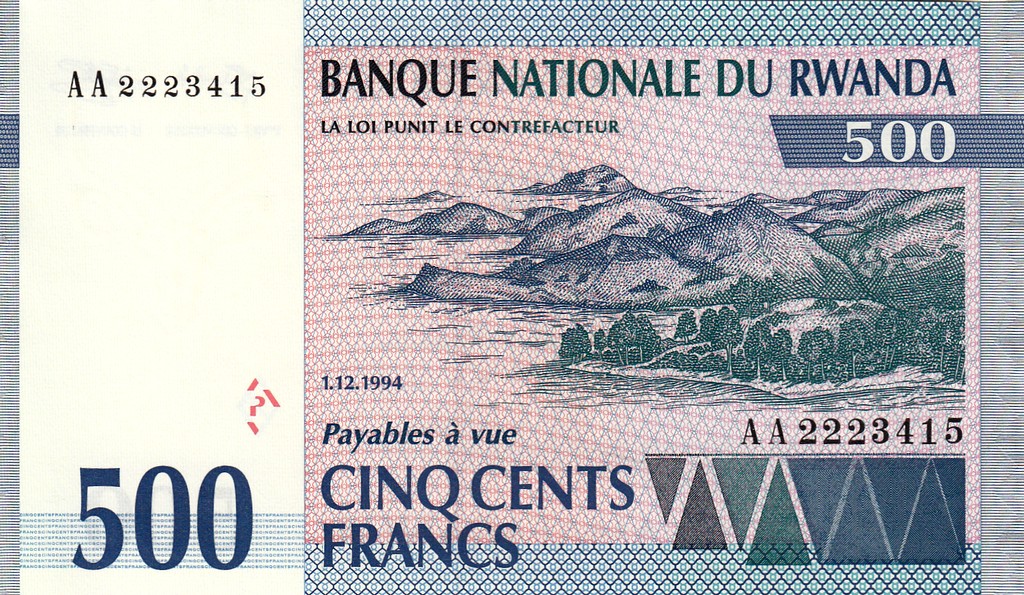 Руанда Банкнота 500 франков 1994 UNC P23