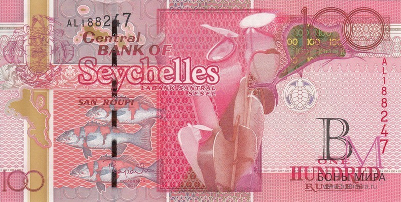 Сейшелы Банкнота 100 рупий  2011 UNC