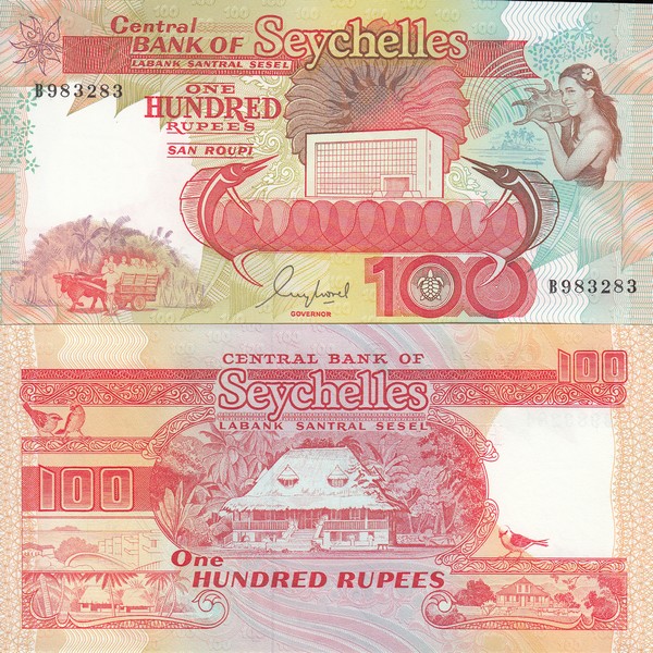 Сейшелы Банкнота 100 рупий 1989 UNC 