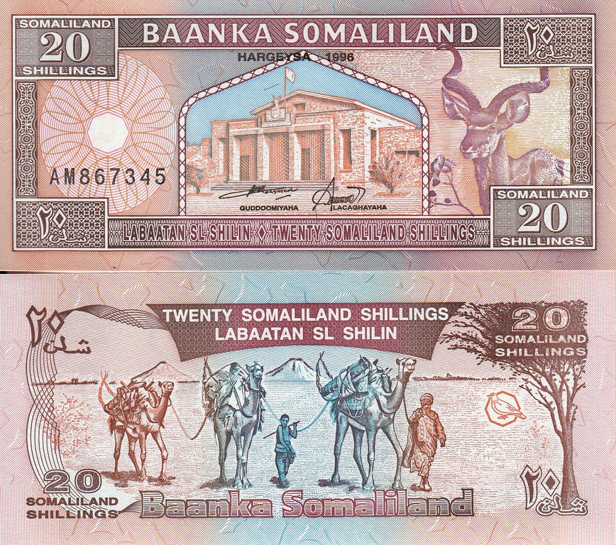 Сомали Банкнота 20 шиллингов 1996 UNC