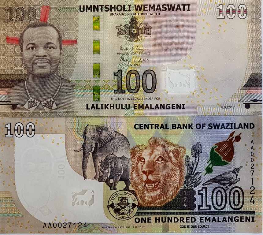 Свазиленд Банкнота 100 эмалангени 2017 UNC 