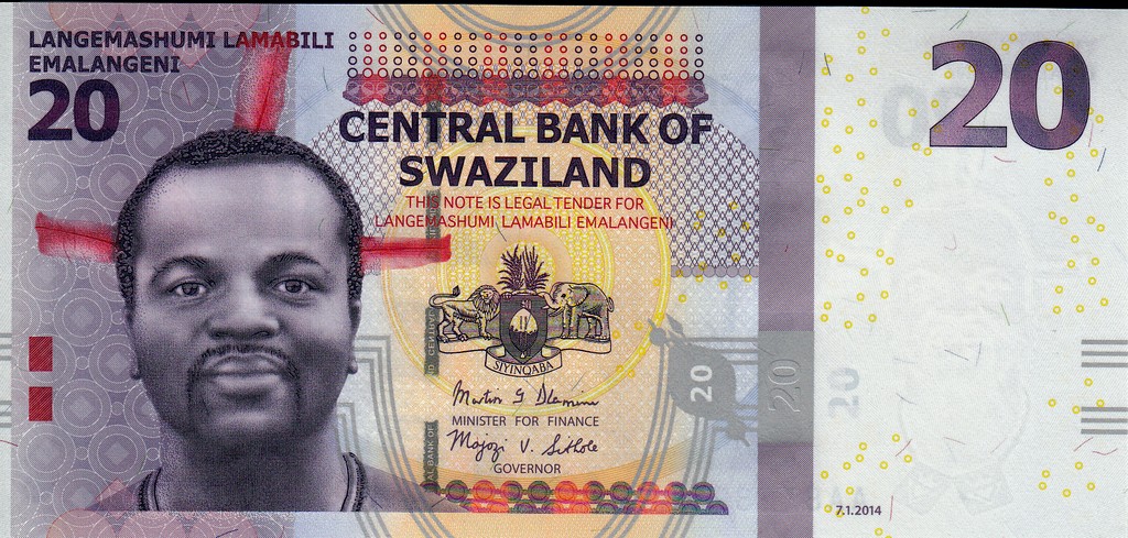 Свазиленд Банкнота 20 лилангени 2014 UNC
