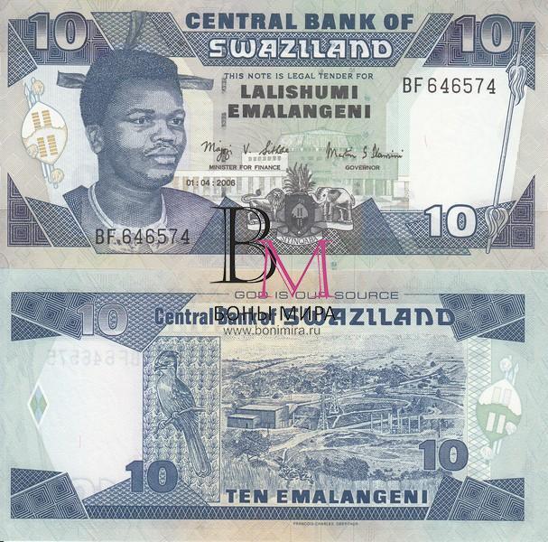 Свазиленд Банкнота 10 лилангени 2006 UNC