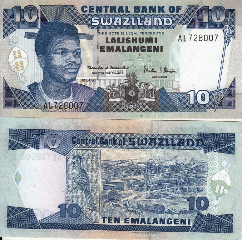 Свазиленд Банкнота10 лилангени 1998 UNC P24c
