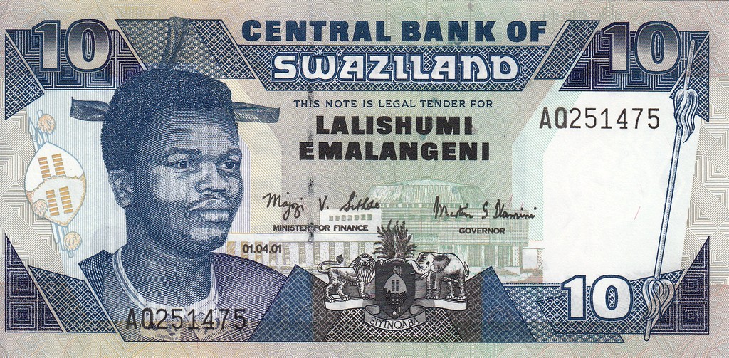 Свазиленд Банкнота 10 лилангени 2001 UNC