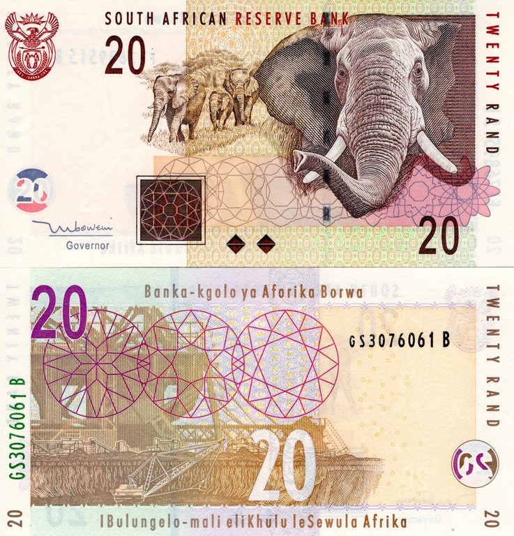 ЮАР Банкнота 20 рандов 2005 - 09  UNC P129a
