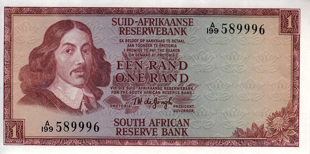 ЮАР Банкнота 1 ранд 1973  UNC P115A в/з с рогами