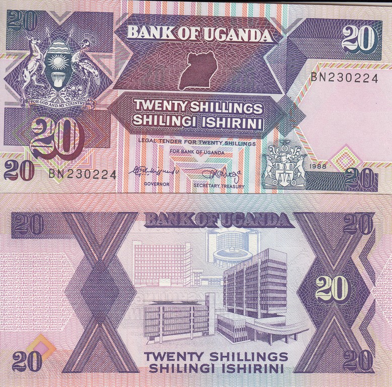 Уганда Банкнота 20 шиллингов 1988 UNC